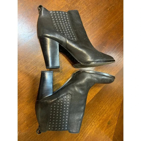 Antonio Melani Black Leather Studded Bootie Heels Women’s 9 Grunge Witch Biker - Picture 6 of 11